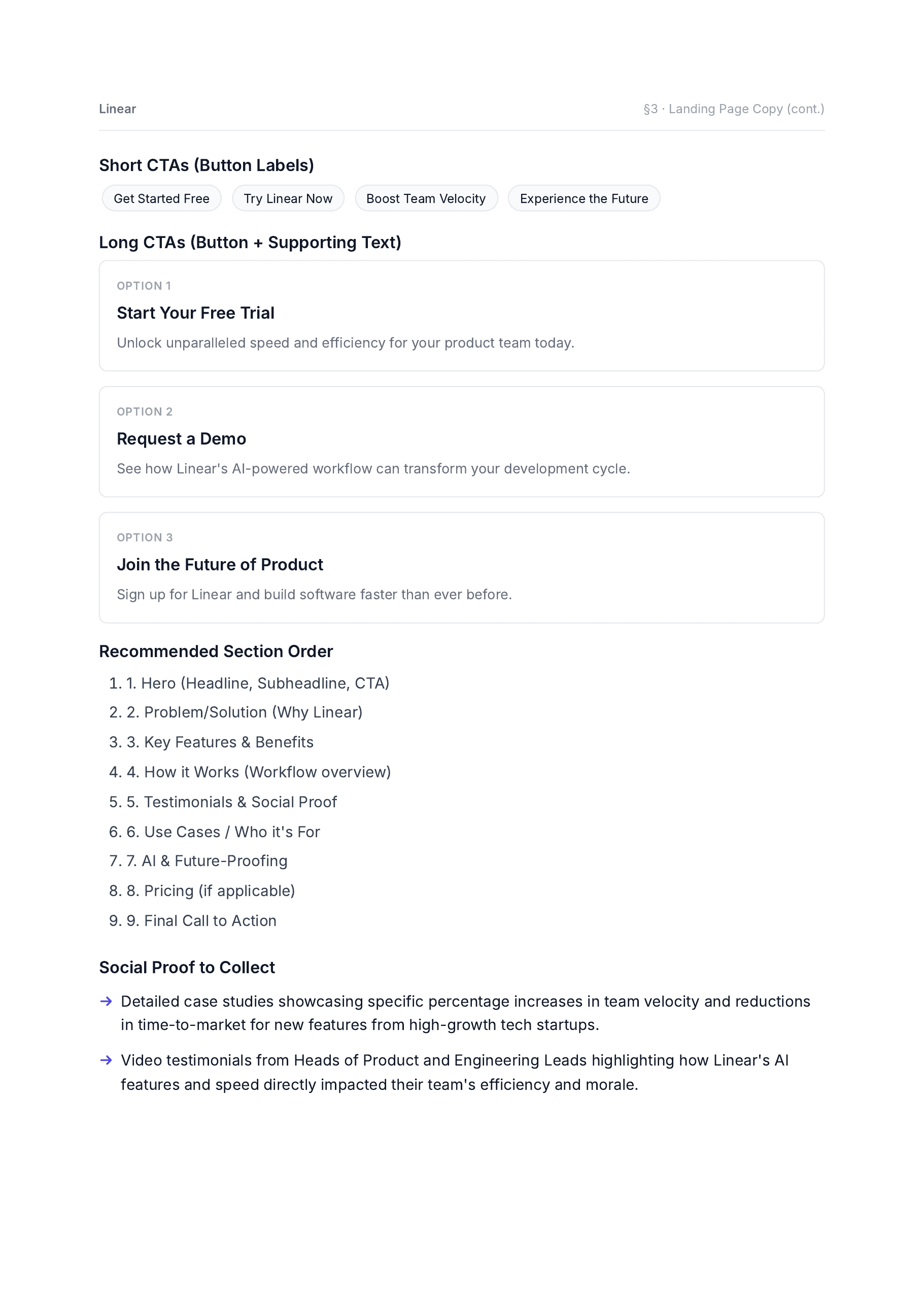 Sample Launch Pack showing landing and listing copy direction